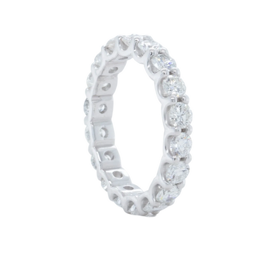 14k White Gold 18 Stone Round Diamond Eternity Band 2.45ctw G-H SI1 Size 6.75