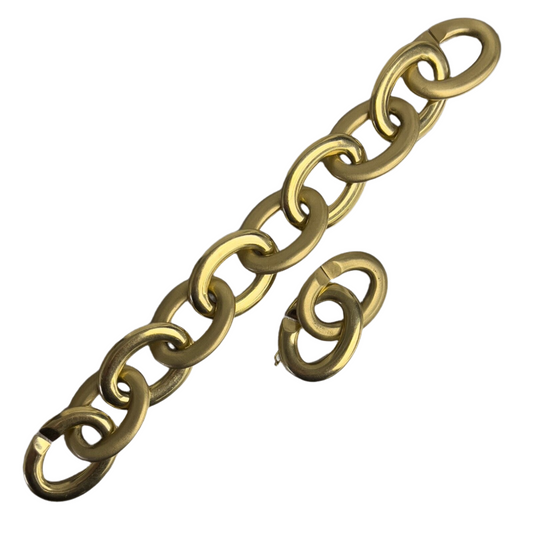 Roberto Coin Textured Chunky Oval Link 18k Yellow Gold Bracelet (w/ Extension)