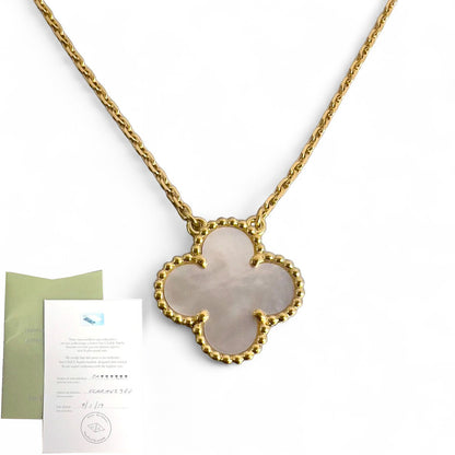 Van Cleef & Arpels Vintage Alhambra Motif 18k Gold Mother of Pearl Necklace 16.5
