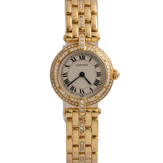 Cartier Panthere Vendome 2275 18k Yellow Gold Diamond White Roman Watch 24mm