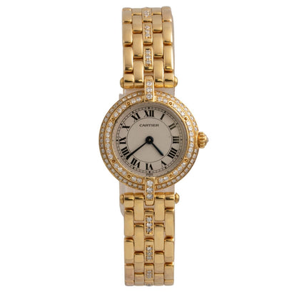 Cartier Panthere Vendome 2275 18k Yellow Gold Diamond White Roman Watch 24mm