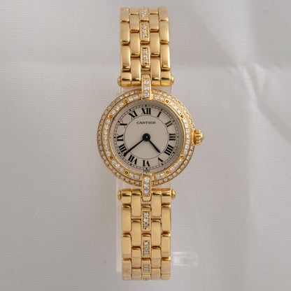 Cartier Panthere Vendome 2275 18k Yellow Gold Diamond White Roman Watch 24mm