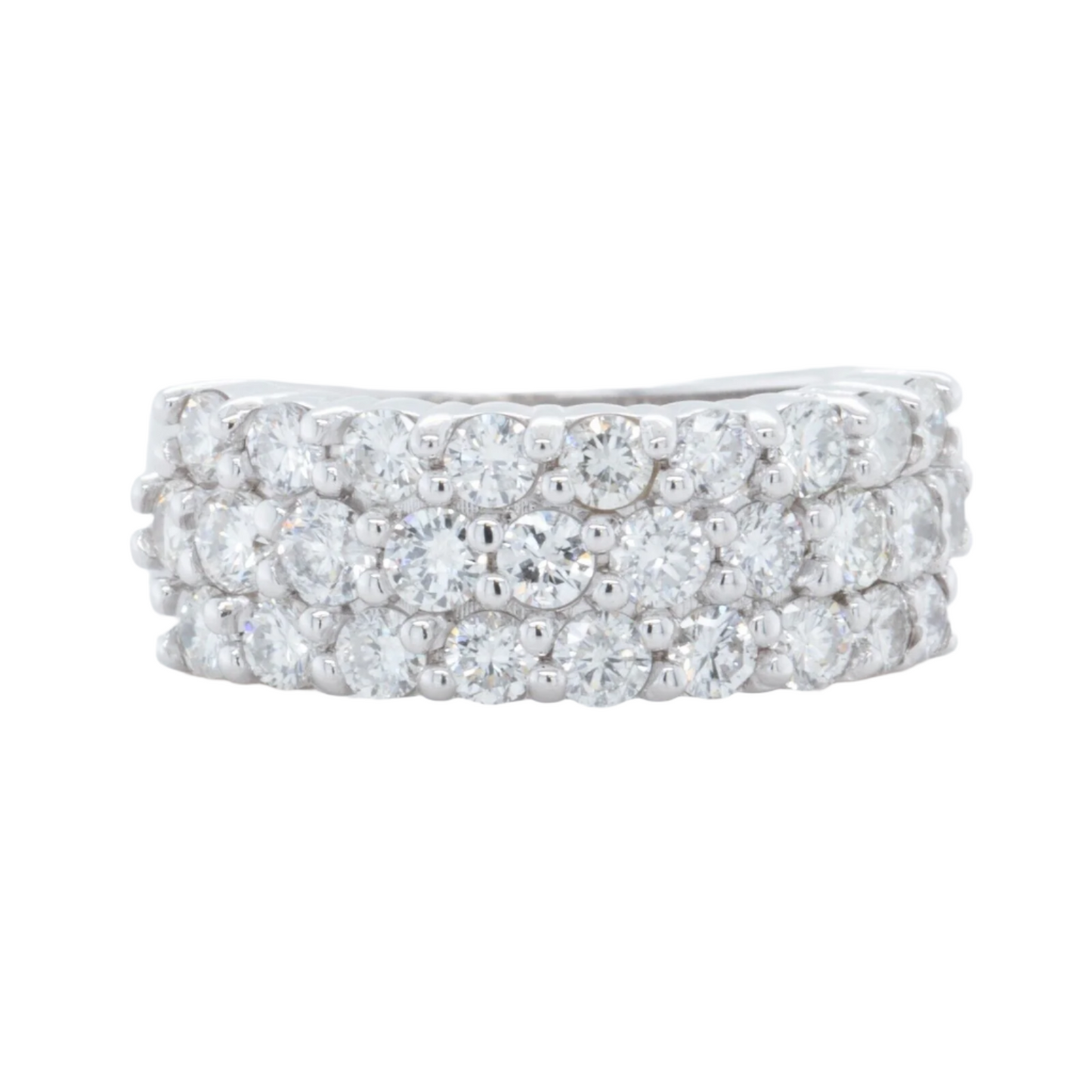 14k White Gold Diamond Three Row Cluster Ring 1.71ctw G VS Size 4.75 6.7g
