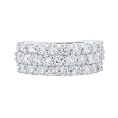 14k White Gold Diamond Three Row Cluster Ring 1.71ctw G VS Size 4.75 6.7g