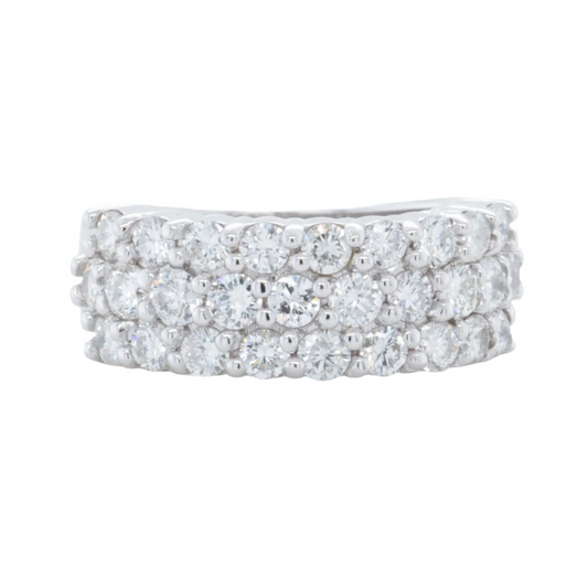 14k White Gold Diamond Three Row Cluster Ring 1.71ctw G VS Size 4.75 6.7g