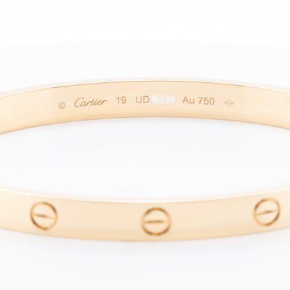 2023 Cartier Love 18k Yellow Gold Bangle Bracelet Size 19 BOX & RECIEPT