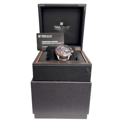 Tag Heuer Carrera CV2A12 Calibre 16 Brown Stainless Steel 44mm Watch BOX CARD