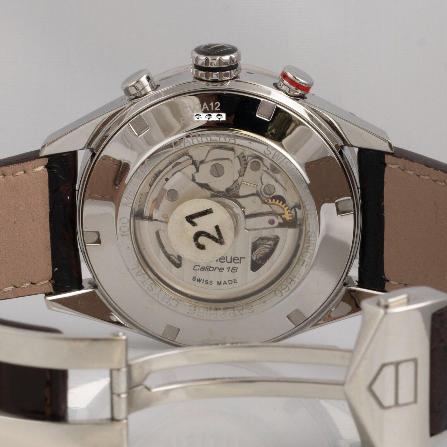 Tag Heuer Carrera CV2A12 Calibre 16 Brown Stainless Steel 44mm Watch BOX CARD