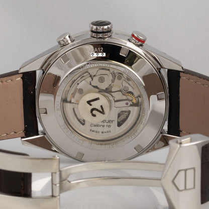 Tag Heuer Carrera CV2A12 Calibre 16 Brown Stainless Steel 44mm Watch BOX CARD
