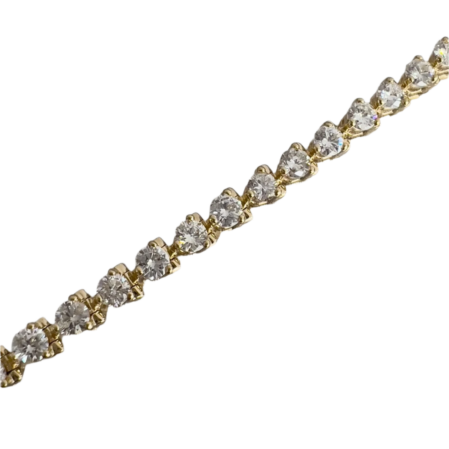 14k Yellow Gold Diamond Tri-Prong Tennis Bracelet 4.03ctw G VS 6.5"