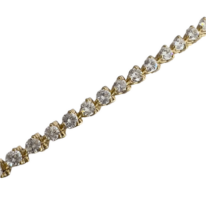 14k Yellow Gold Diamond Tri-Prong Tennis Bracelet 4.03ctw G VS 6.5"