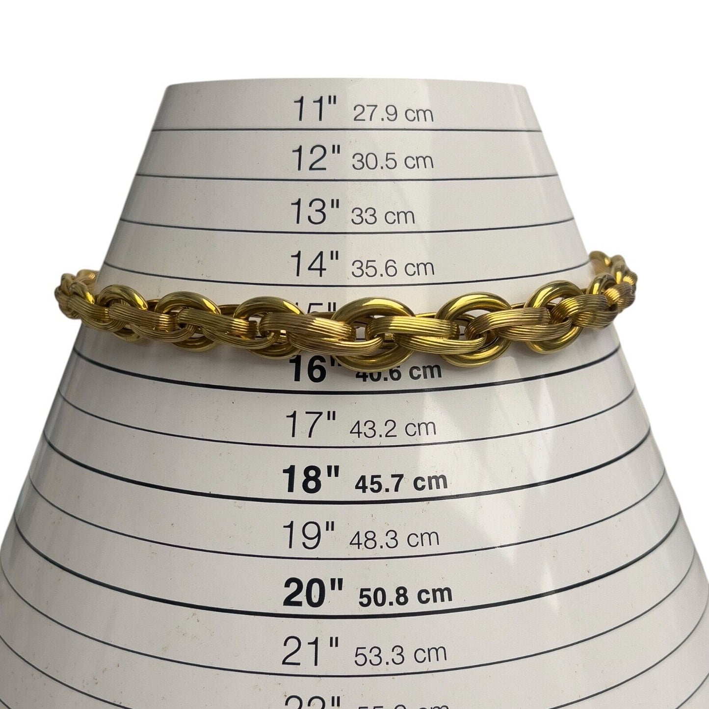Two Tone 18k Yellow & Rose Gold Oval Smooth & Textured Link Choker Necklace 15"