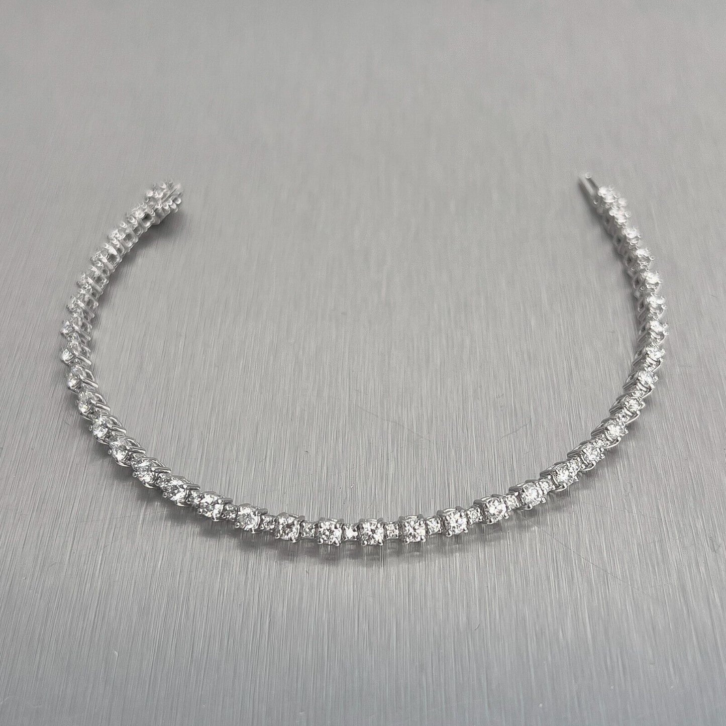 14k White Gold Diamond Alternating Tennis Bracelet 3.08ctw G VS2-SI1 7.00" 8.9g