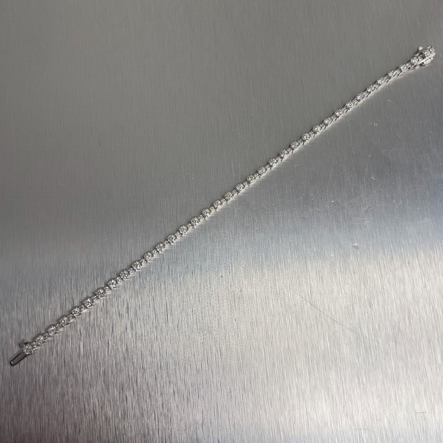 14k White Gold Diamond Alternating Tennis Bracelet 3.08ctw G VS2-SI1 7.00" 8.9g
