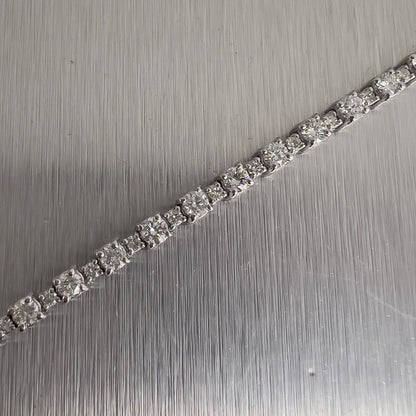 14k White Gold Diamond Alternating Tennis Bracelet 3.08ctw G VS2-SI1 7.00" 8.9g
