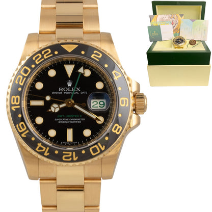Rolex GMT-Master II Black 18k Yellow Gold Watch 116718LN BOX + PAPERS