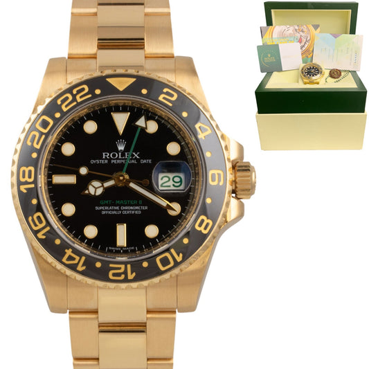Rolex GMT-Master II Black 18k Yellow Gold Watch 116718LN BOX + PAPERS