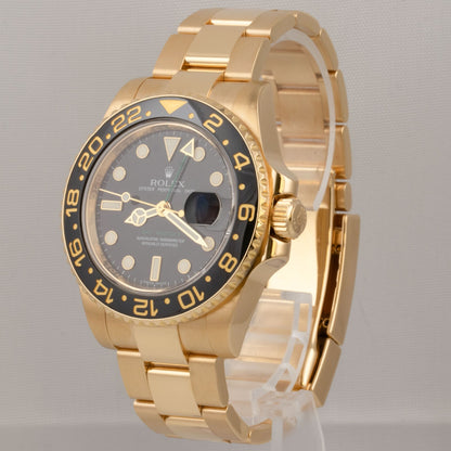 Rolex GMT-Master II Black 18k Yellow Gold Watch 116718LN BOX + PAPERS