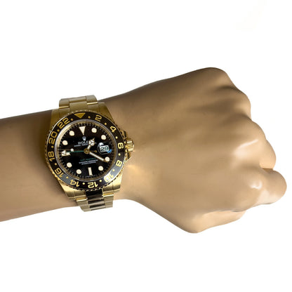Rolex GMT-Master II Black 18k Yellow Gold Watch 116718LN BOX + PAPERS
