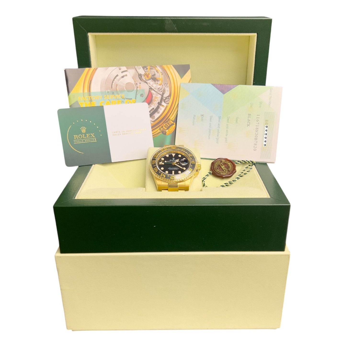 Rolex GMT-Master II Black 18k Yellow Gold Watch 116718LN BOX + PAPERS