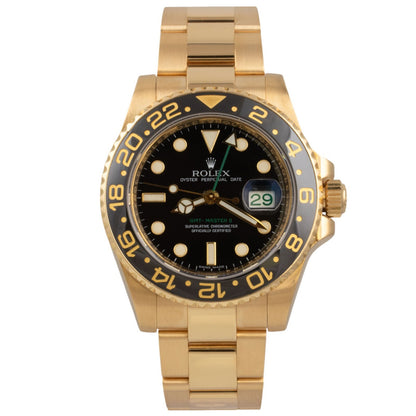 Rolex GMT-Master II Black 18k Yellow Gold Watch 116718LN BOX + PAPERS