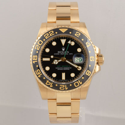 Rolex GMT-Master II Black 18k Yellow Gold Watch 116718LN BOX + PAPERS