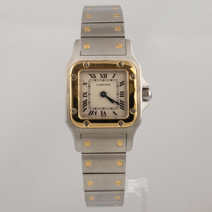 Cartier Santos Galbee Ref 1567 18k Gold & Steel Ladies 24mm Quartz 1998 BOX CERT