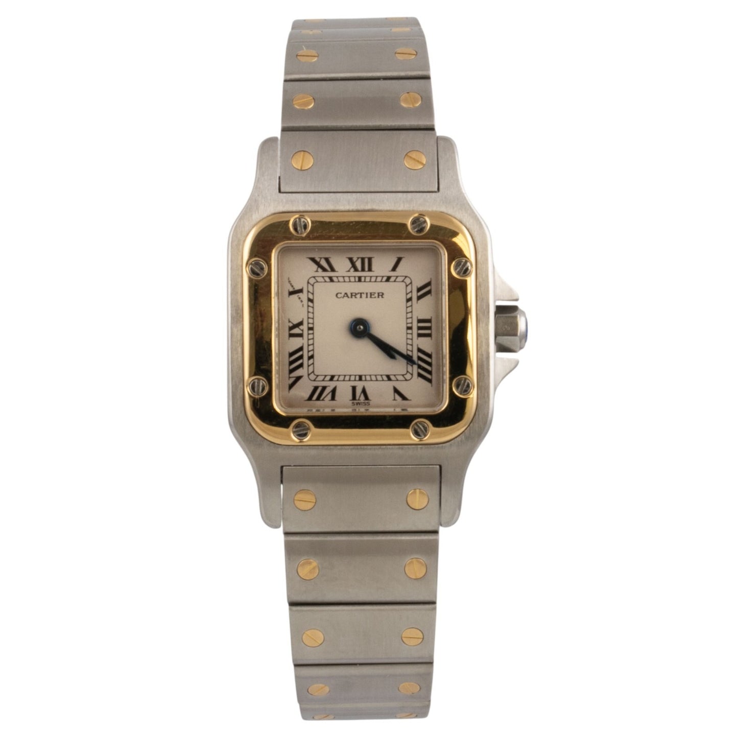 Cartier Santos Galbee Ref 1567 18k Gold & Steel Ladies 24mm Quartz 1998 BOX CERT