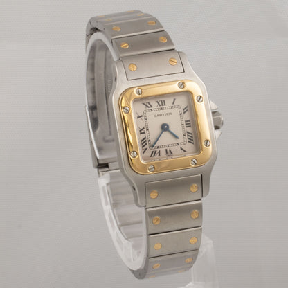 Cartier Santos Galbee Ref 1567 18k Gold & Steel Ladies 24mm Quartz 1998 BOX CERT