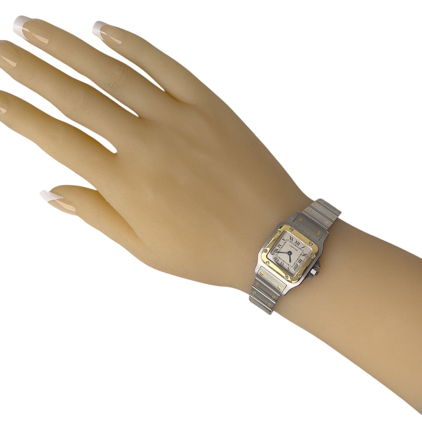 Cartier Santos Galbee Ref 1567 18k Gold & Steel Ladies 24mm Quartz 1998 BOX CERT