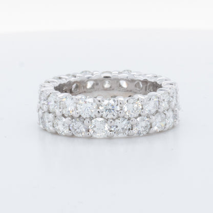 14k White Gold Two Row 4.00ctw Diamond Eternity Band F VS Ring Size 5.25