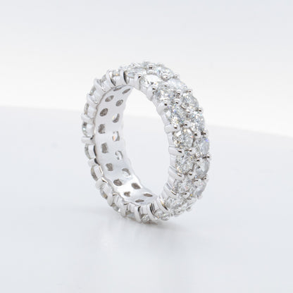 14k White Gold Two Row 4.00ctw Diamond Eternity Band F VS Ring Size 5.25