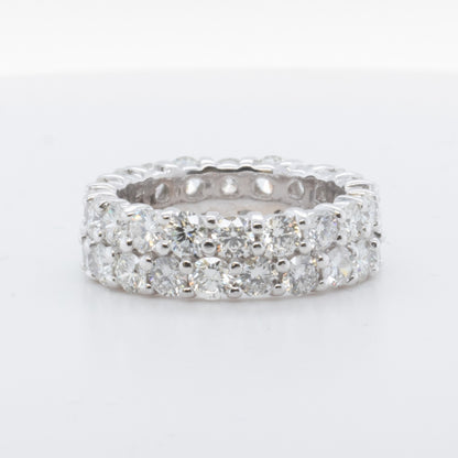 14k White Gold Two Row 4.00ctw Diamond Eternity Band F VS Ring Size 5.25