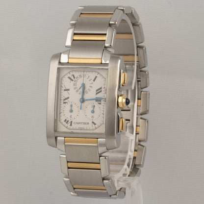 Cartier Tank Francaise Chronoflex 2303 18k Gold & Steel Ladies 28mm Quartz Watch
