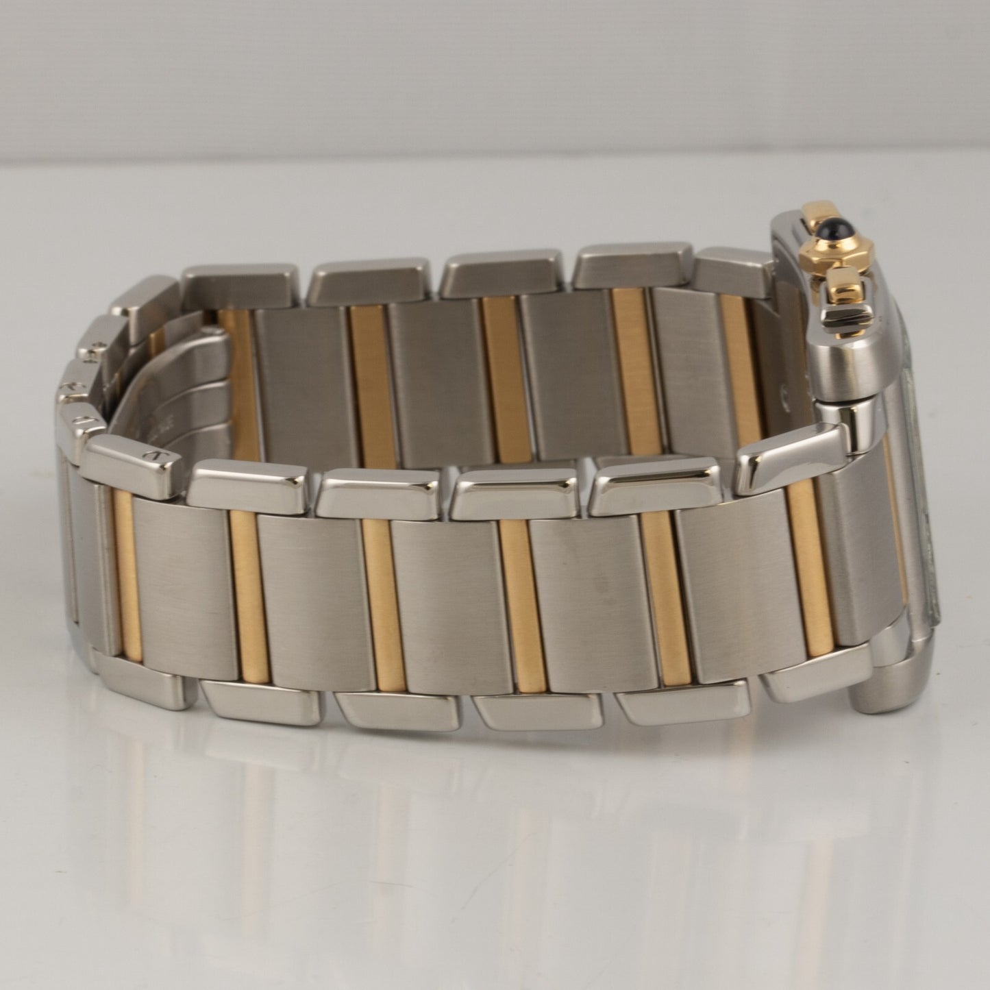 Cartier Tank Francaise Chronoflex 2303 18k Gold & Steel Ladies 28mm Quartz Watch