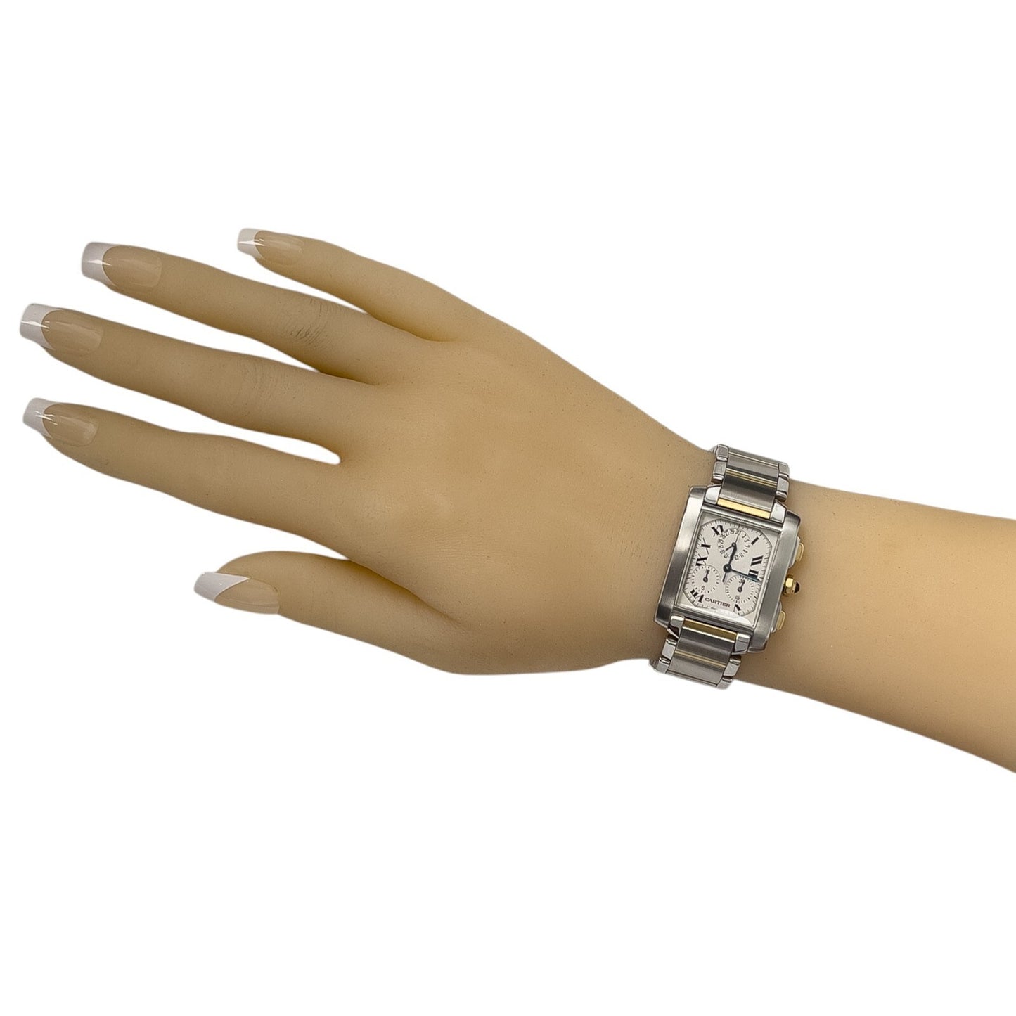 Cartier Tank Francaise Chronoflex 2303 18k Gold & Steel Ladies 28mm Quartz Watch