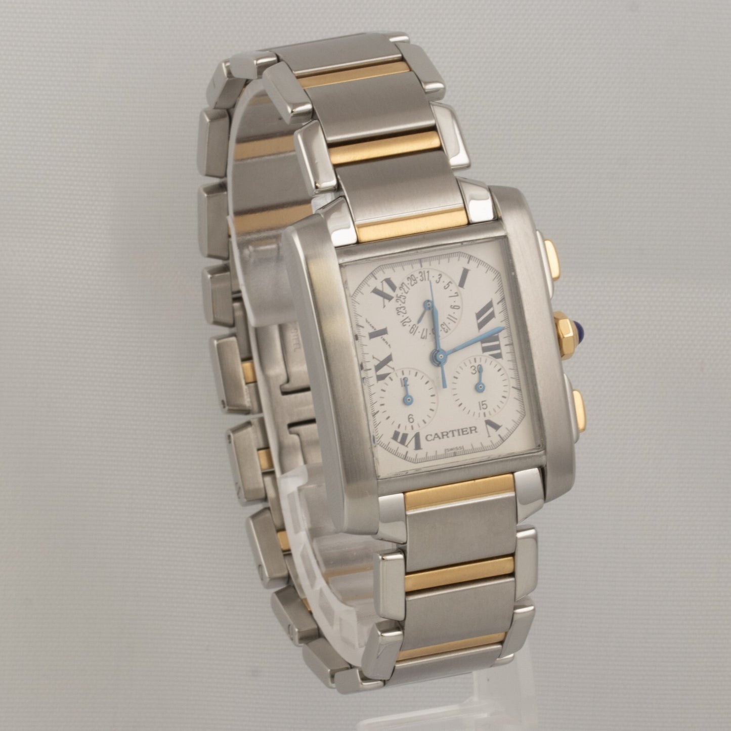 Cartier Tank Francaise Chronoflex 2303 18k Gold & Steel Ladies 28mm Quartz Watch