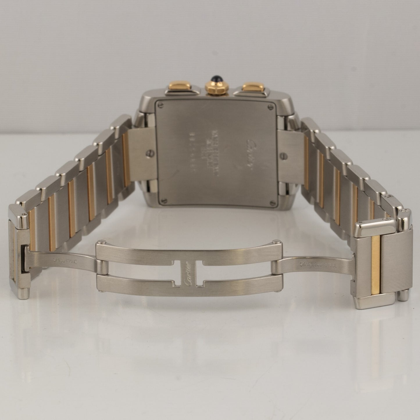 Cartier Tank Francaise Chronoflex 2303 18k Gold & Steel Ladies 28mm Quartz Watch