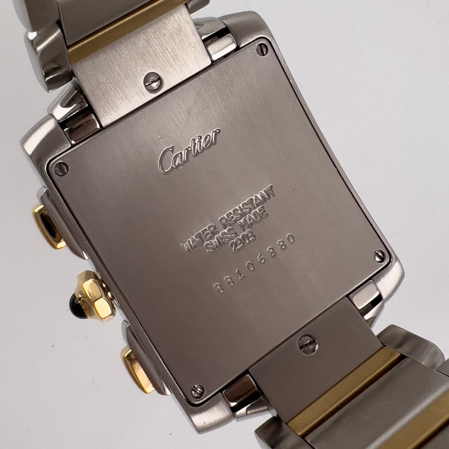 Cartier Tank Francaise Chronoflex 2303 18k Gold & Steel Ladies 28mm Quartz Watch