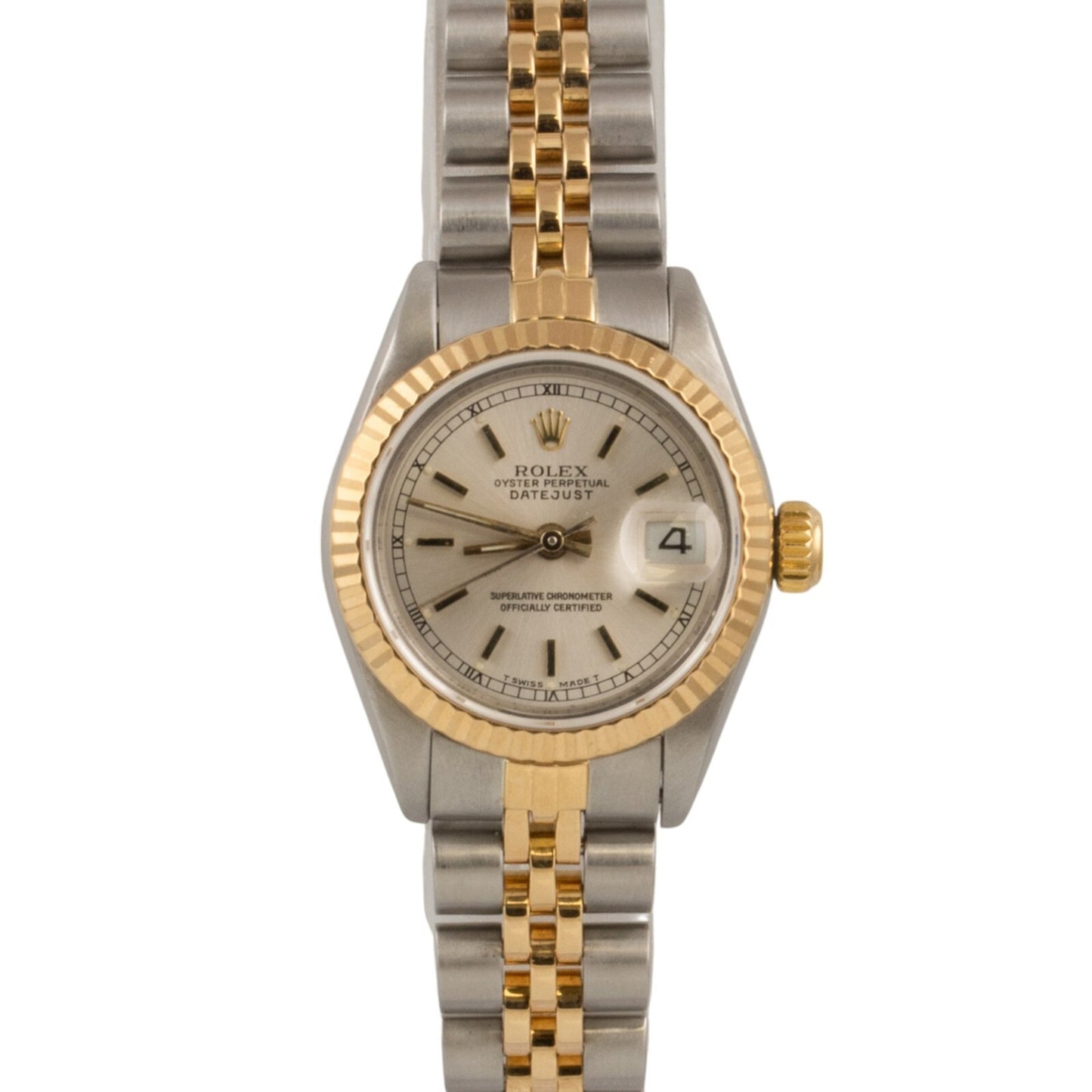 Rolex DateJust 69173 Two Tone Steel & 18k Gold Silver Dial 26mm Ladies Watch