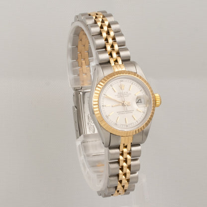 Rolex DateJust 69173 Two Tone Steel & 18k Gold Silver Dial 26mm Ladies Watch