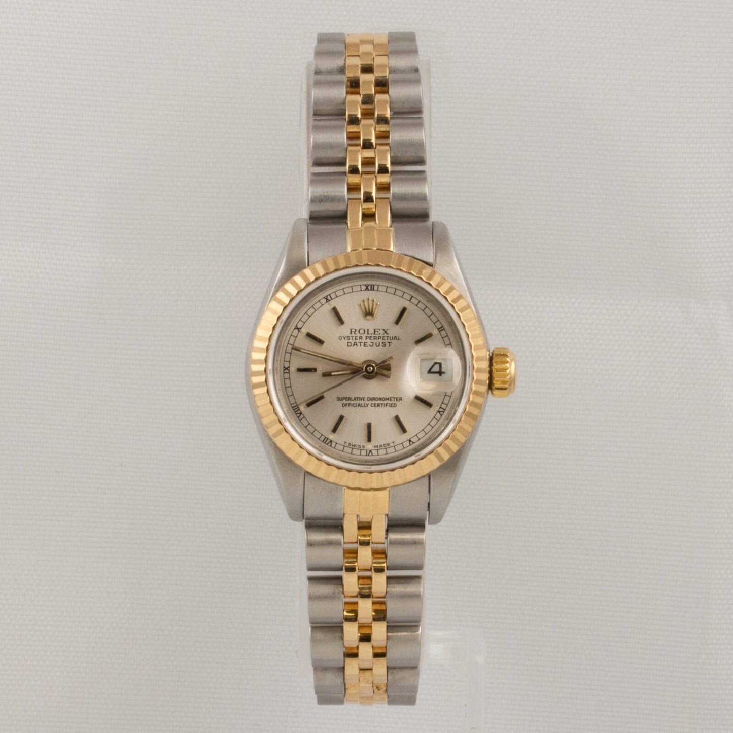 Rolex DateJust 69173 Two Tone Steel & 18k Gold Silver Dial 26mm Ladies Watch