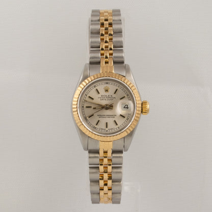 Rolex DateJust 69173 Two Tone Steel & 18k Gold Silver Dial 26mm Ladies Watch