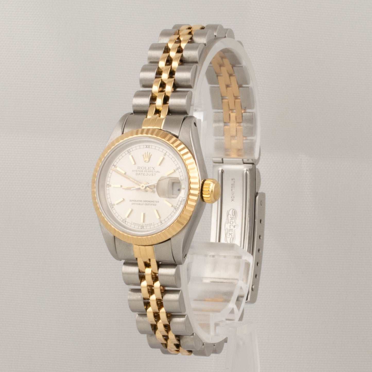 Rolex DateJust 69173 Two Tone Steel & 18k Gold Silver Dial 26mm Ladies Watch