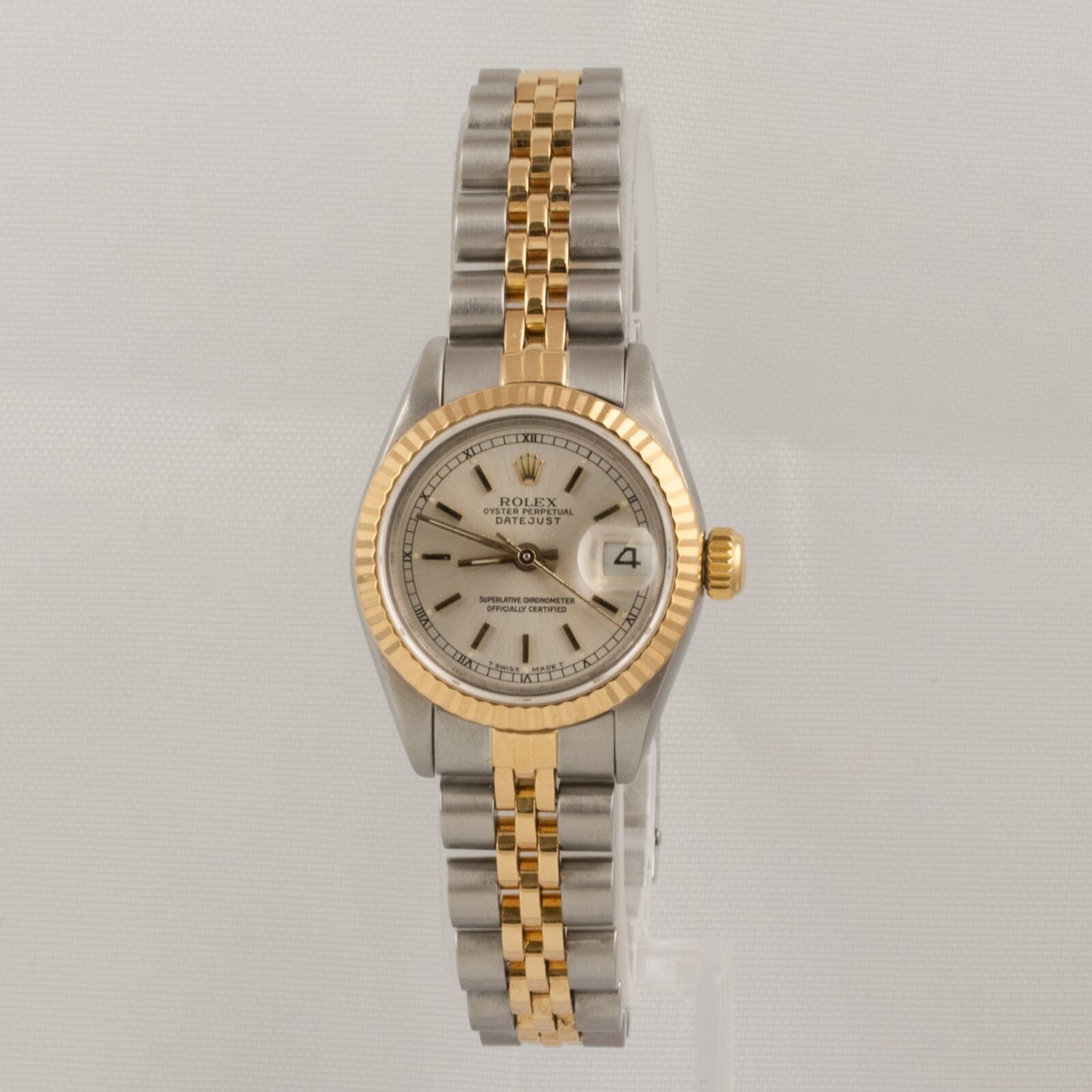 Rolex DateJust 69173 Two Tone Steel & 18k Gold Silver Dial 26mm Ladies Watch