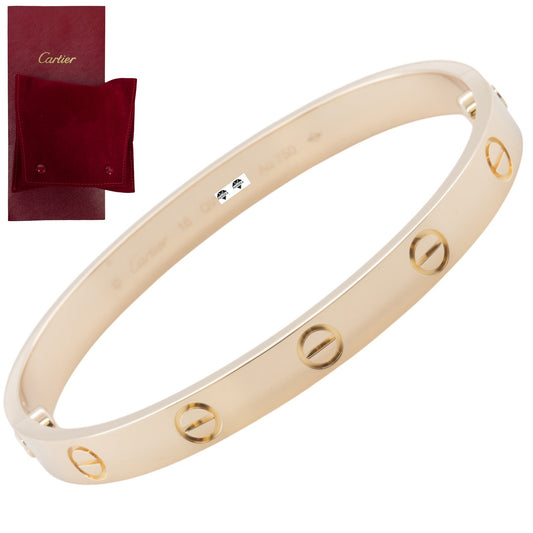 Cartier LOVE 18k Yellow Gold Bangle Bracelet Size 16 POUCH & RECIEPT
