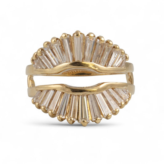 BREV 14k Yellow Gold Tapered Baguette Diamond Jacket Ring 1.25ctw G-H SI1 Size 8