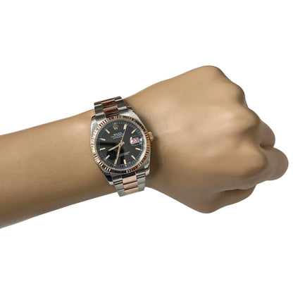Rolex DateJust ROULETTE 36mm Black Two-Tone 18K Rose Gold Stainless Steel 116231