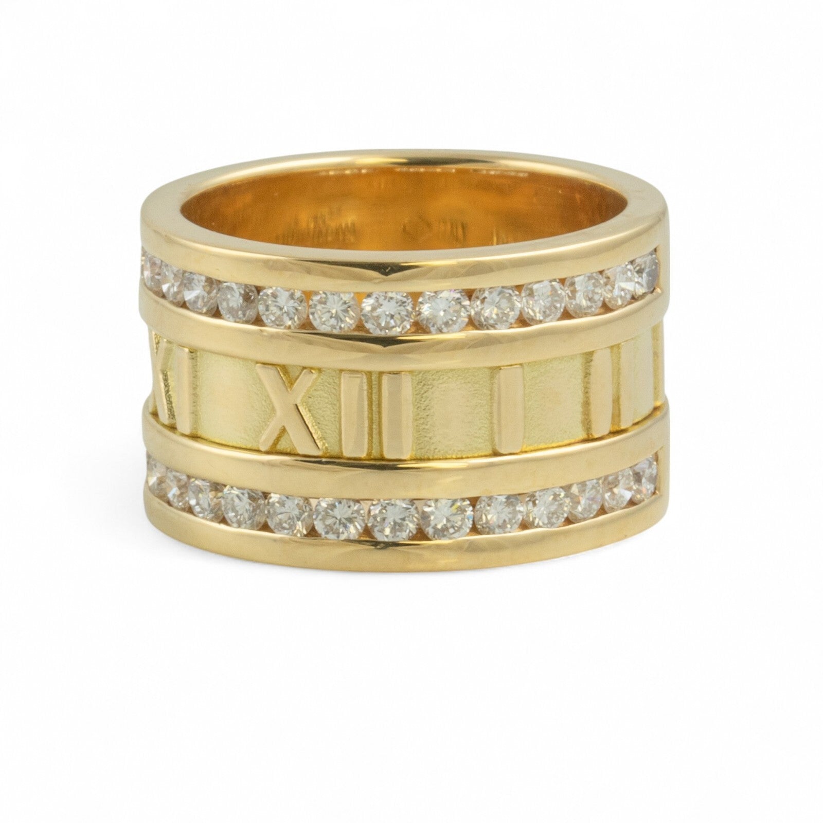 Tiffany & Co. Atlas X 18k Yellow Gold Roman Numeral Two Row