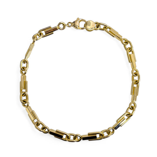 14k Yellow Gold French Stirrup Fancy Link 5.55mm Chain Bracelet 9.00" 19.95g